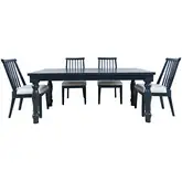 Westport 5 Piece 72" Dining Set in Navy Blue Wood & Beige Fabric